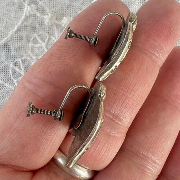 Vintage Antique Art Nouveau Unique Eagle Earrings Screw Back - Picture 5 of 8